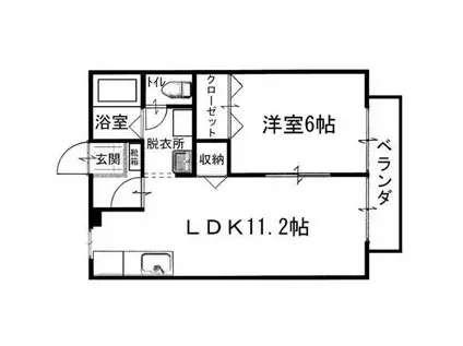 吉岡道上ハイツ1号地(1LDK/1階)の間取り写真