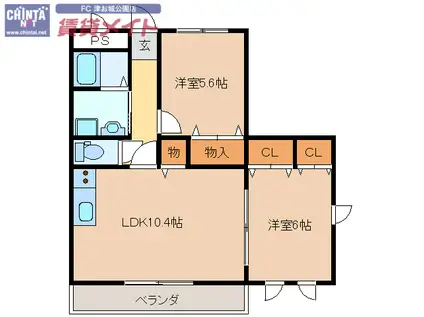 リベルタ・クオーレ利平治(2LDK/2階)の間取り写真