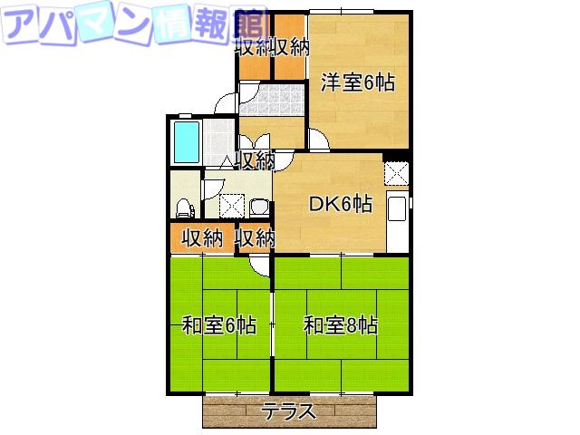 クオレ・シティ鐙(3DK/1階)の間取り写真