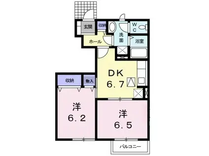 シャルムB(2DK/1階)の間取り写真