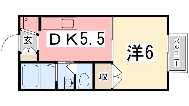 プラムK(1DK/2階)の間取り写真