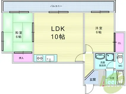 ラ・プランタバハ緑地(2LDK/4階)の間取り写真