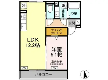 HILLS KEI(1LDK/3階)の間取り写真