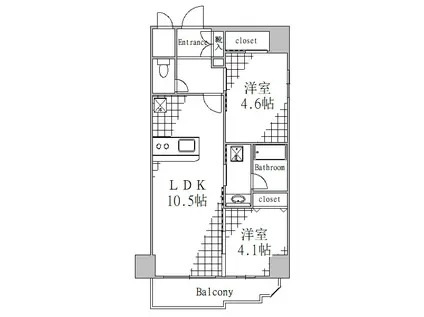 RELUXIA新御徒町(2LDK/8階)の間取り写真