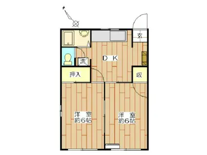 フラワーハイツ真砂(2DK/2階)の間取り写真