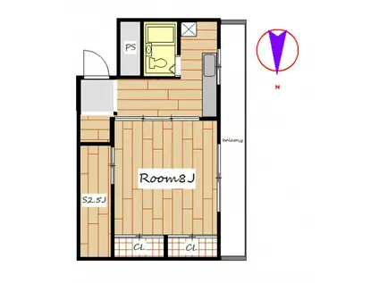 本町ハイツ(1SK/2階)の間取り写真