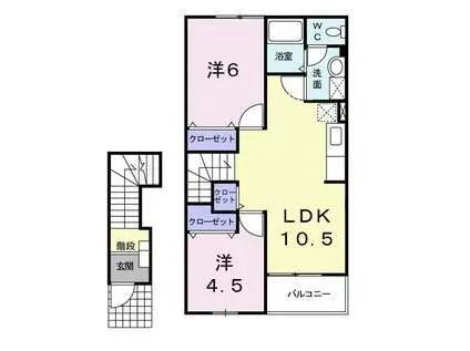 ソレアードエムB(2LDK/2階)の間取り写真