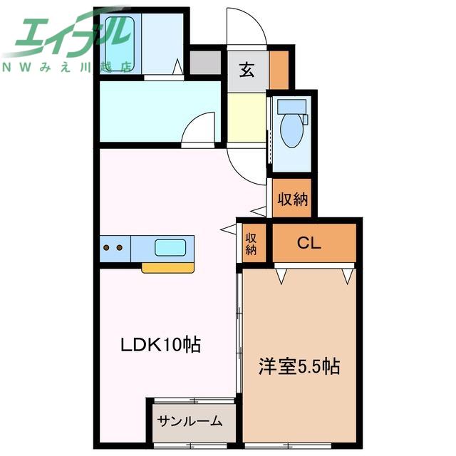 MYカメリア(1LDK/1階)の間取り写真