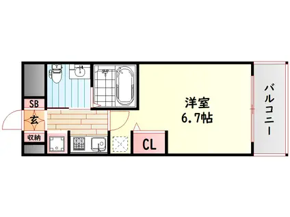 エステムコート阿波座プレミアム(1K/6階)の間取り写真