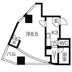 パックス荒畑Ⅱ(1K/4階)の間取り写真