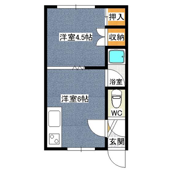 第18日研ハイツ(1DK/2階)の間取り写真