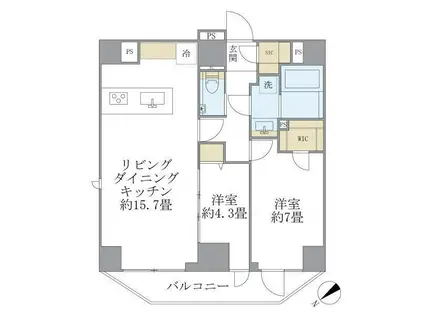 ルネサンス赤坂プレミアムコート(2LDK/7階)の間取り写真