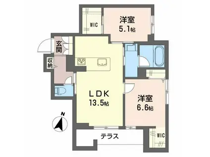 シャーメゾン笹和(2LDK/1階)の間取り写真