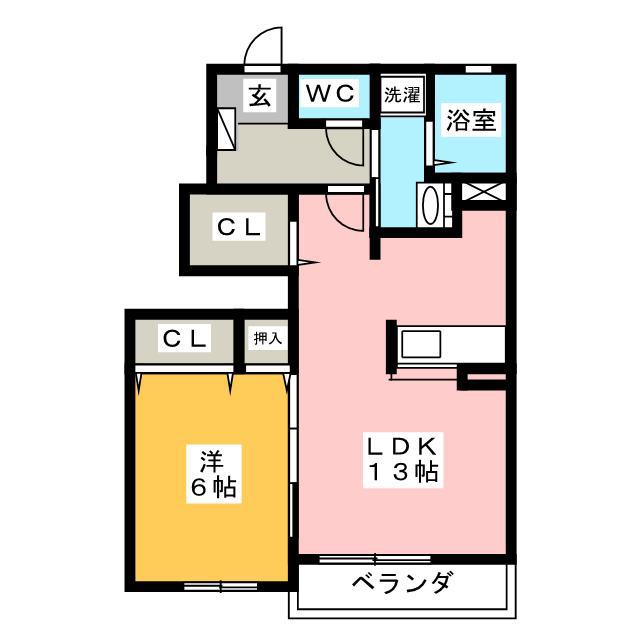 エスポワールI(1LDK/1階)の間取り写真