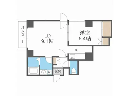 KN南1条マンション(1LDK/3階)の間取り写真