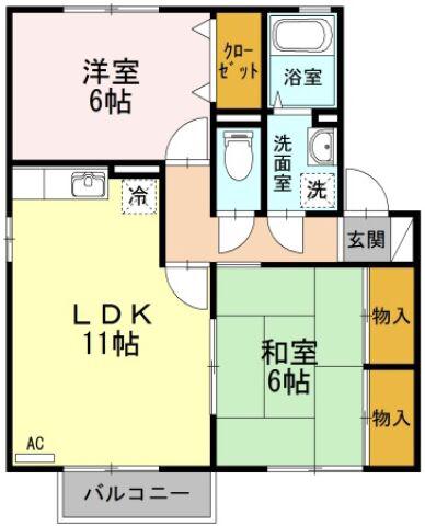 プラザ・ルミエール弐番館 B棟(2LDK/1階)の間取り写真