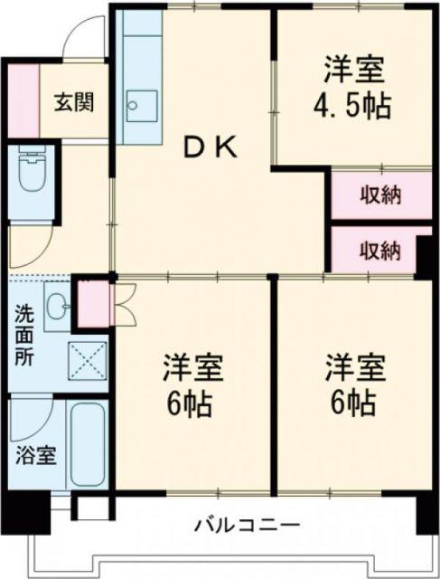 鹿島マンション(3DK/5階)の間取り写真