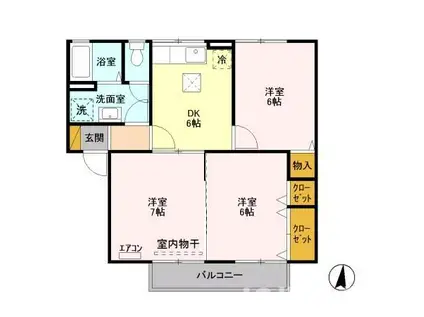 グラン・デ・ハイツ A棟(3DK/1階)の間取り写真