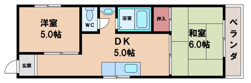 ファミリー本多(2DK/1階)の間取り写真
