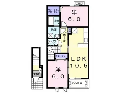 レインボーヒルズI(2LDK/2階)の間取り写真