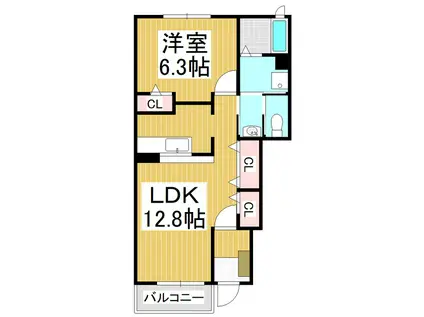 サンライズC(1LDK/1階)の間取り写真