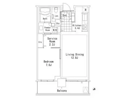 芝浦アイランド ブルームタワー(1SLDK/37階)の間取り写真