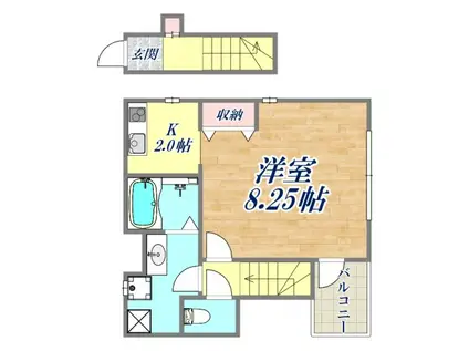 ルシェール鳴尾(1K/2階)の間取り写真