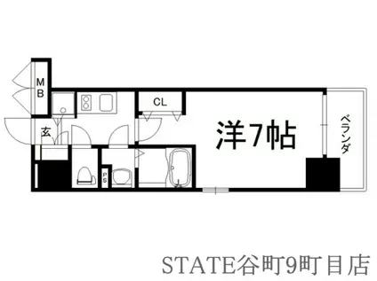 エスリード大手前(1K/11階)の間取り写真