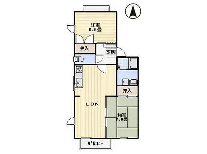 フレグランス中央(2LDK/1階)の間取り写真