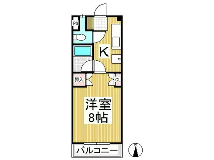 BLUE SKY(1K/4階)の間取り写真