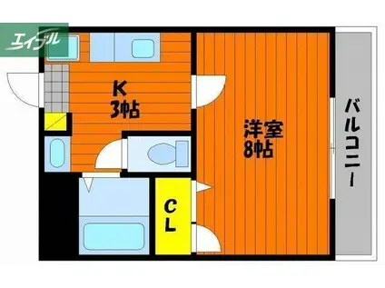 ピラミドII(1K/2階)の間取り写真