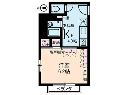 東新小岩パールハイツ(1K/2階)の間取り写真