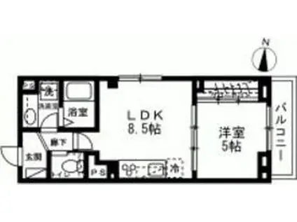 カーサ法恩寺橋(1LDK/3階)の間取り写真