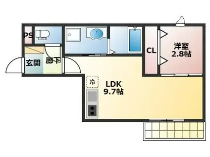 東区香椎4丁目(1LDK/1階)の間取り写真