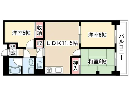 マリオン 大曽根(3LDK/5階)の間取り写真