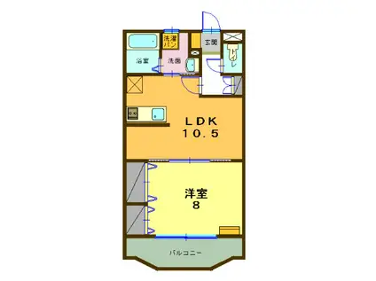 ヴィヴレローゼス(1LDK/2階)の間取り写真