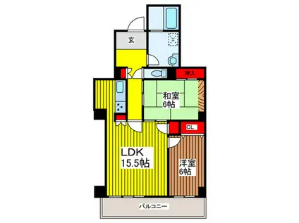 ノースピア上落合5号棟(2LDK/18階)の間取り写真