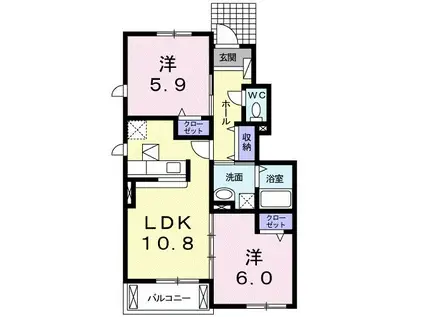 ときわの杜III(2LDK/1階)の間取り写真