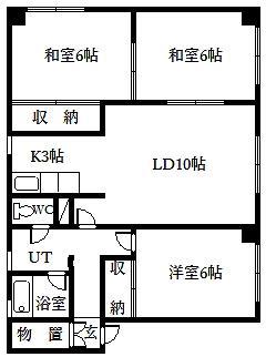 中里ハイツ(3LDK/3階)の間取り写真