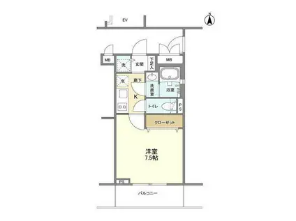 ラティエラ横濱六角橋(1K/2階)の間取り写真