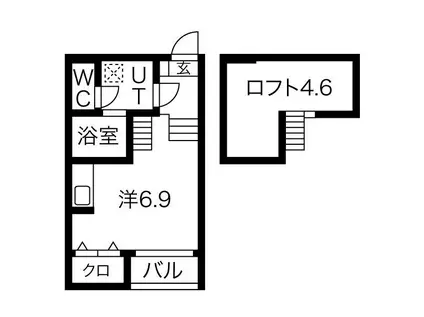 STAGE鶴舞(1K/2階)の間取り写真