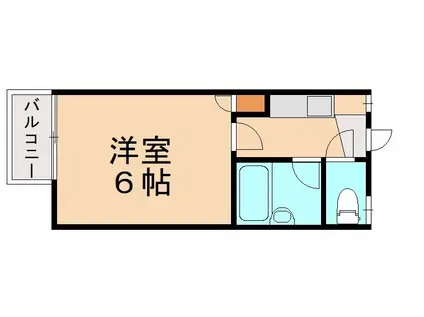 デルフィーフジワラ(1K/2階)の間取り写真