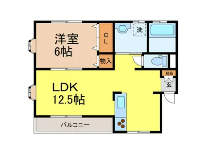 メゾン・LIV(1LDK/2階)の間取り写真