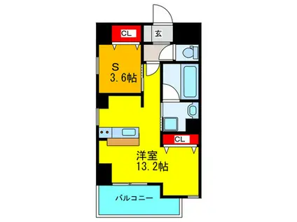 レクシア九条DUO(ワンルーム/3階)の間取り写真