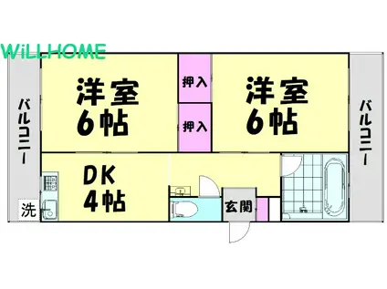 MS北島(2DK/4階)の間取り写真