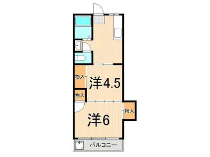 上原コーポ(2K/2階)の間取り写真