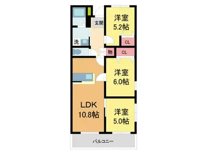 ルベールツト(3LDK/2階)の間取り写真
