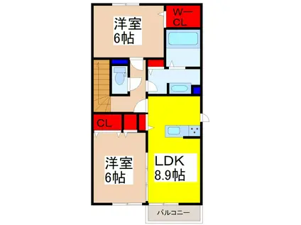 グランメゾン美園(2LDK/2階)の間取り写真