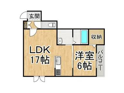 南浜町6番(1LDK/2階)の間取り写真