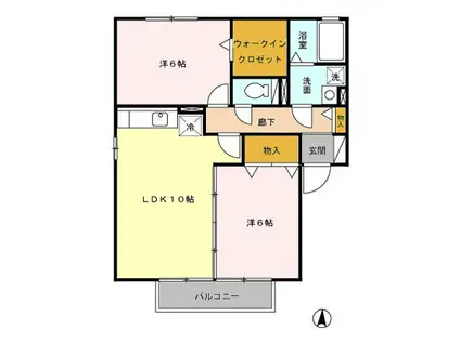グレース宮前(2LDK/2階)の間取り写真